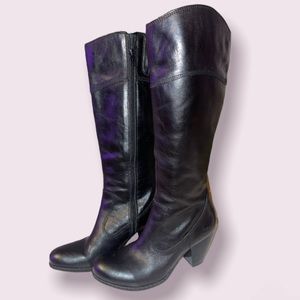 B.O.C. Black leather zip knee-high heeled boots